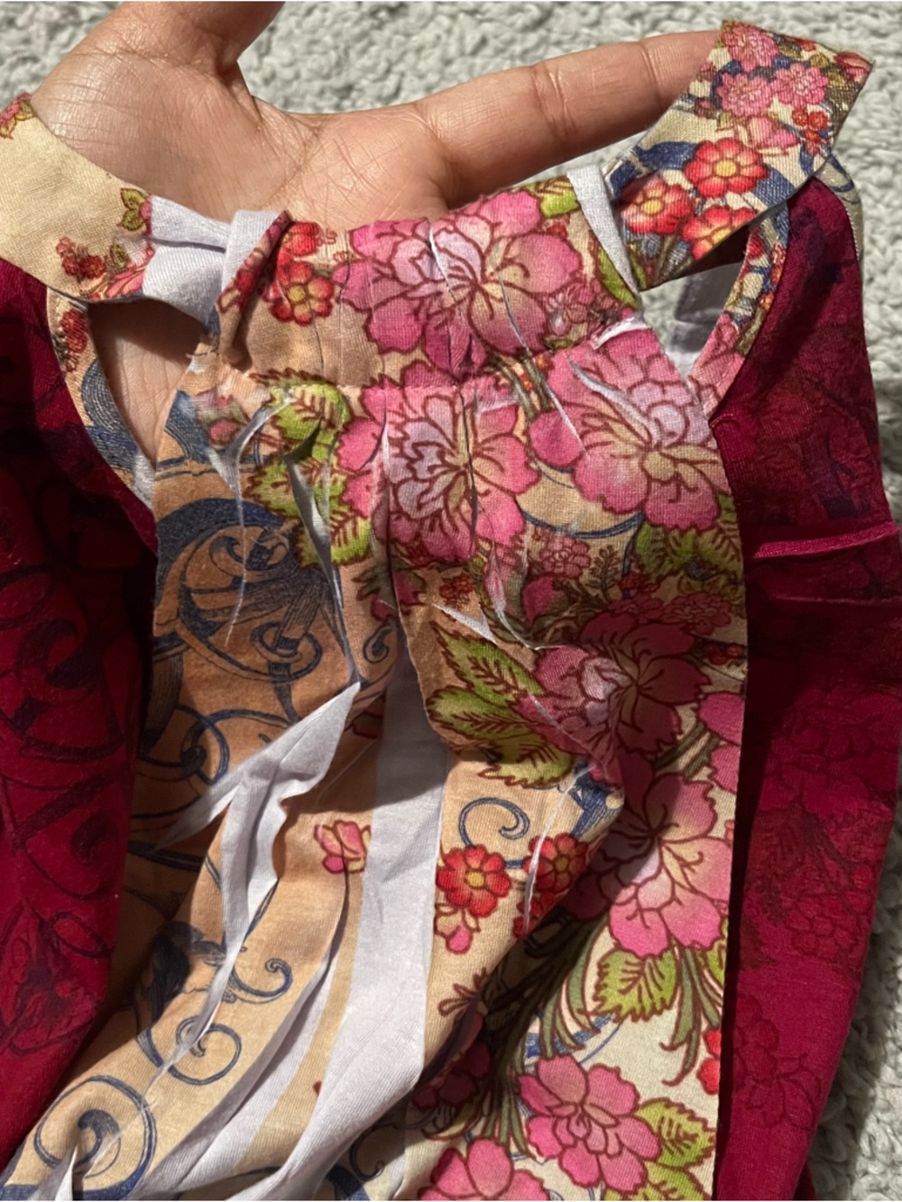 Vintage Daytrip Burgundy Floral Multi-Panel Halter Y2K Tank - Picture 3 of 6
